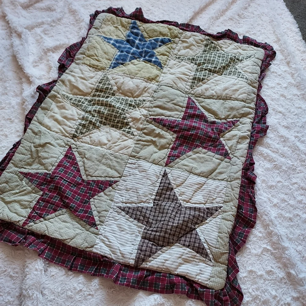 Vintage Quilt Patchwork Sham Star Design Cottagecore Shabby Chic Prairie Country